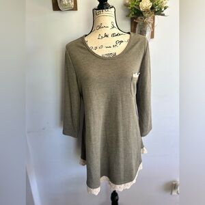 LOGO by Lori Goldstein lace hem tunic top boho chic sustainable essential